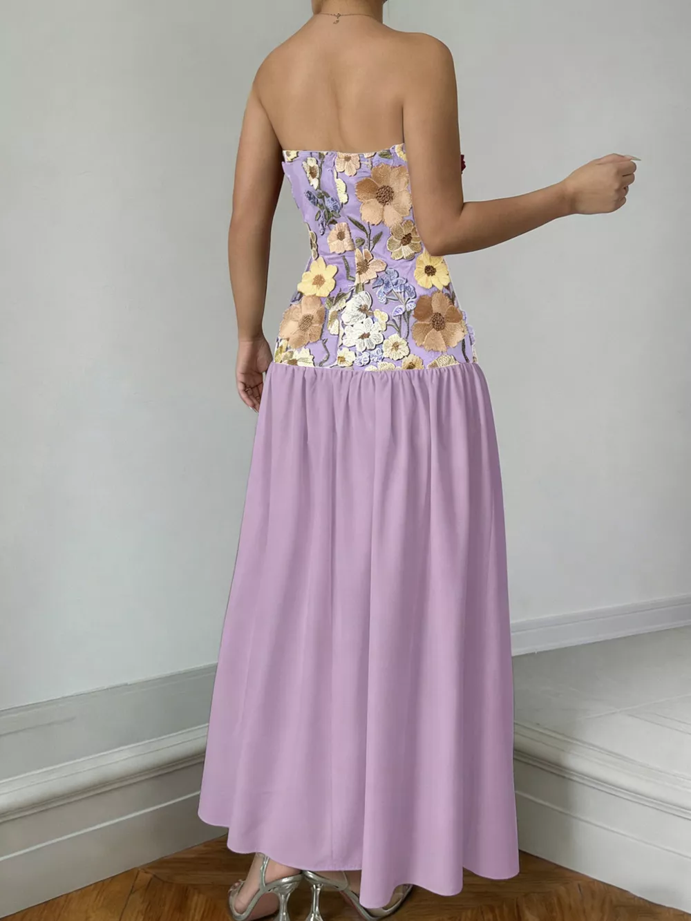 Floral Embroidered Tube Maxi Dress, image 10