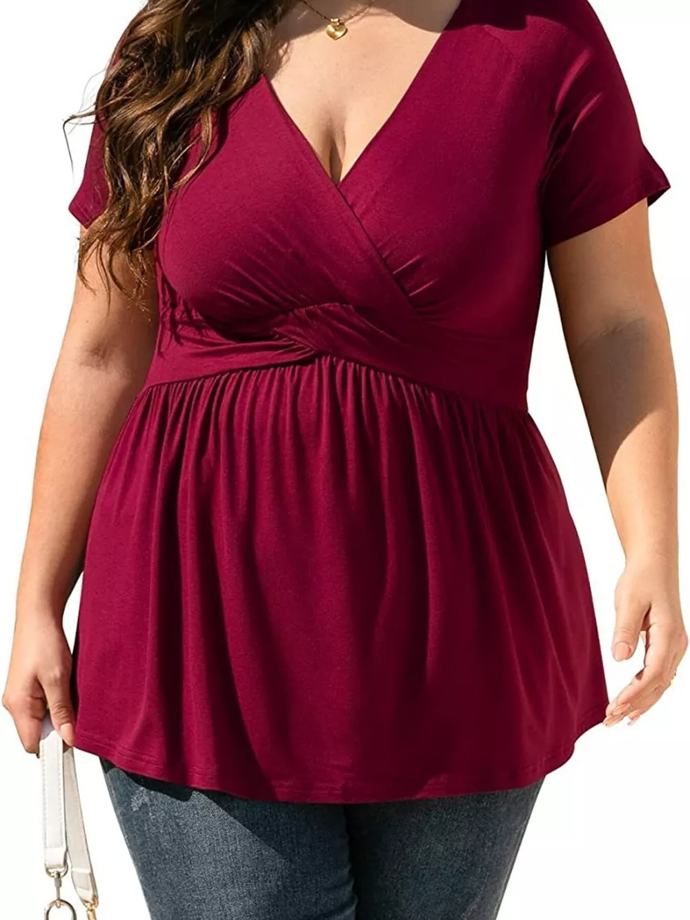 Plus Size Surplice Short Sleeve T-Shirt, image 7