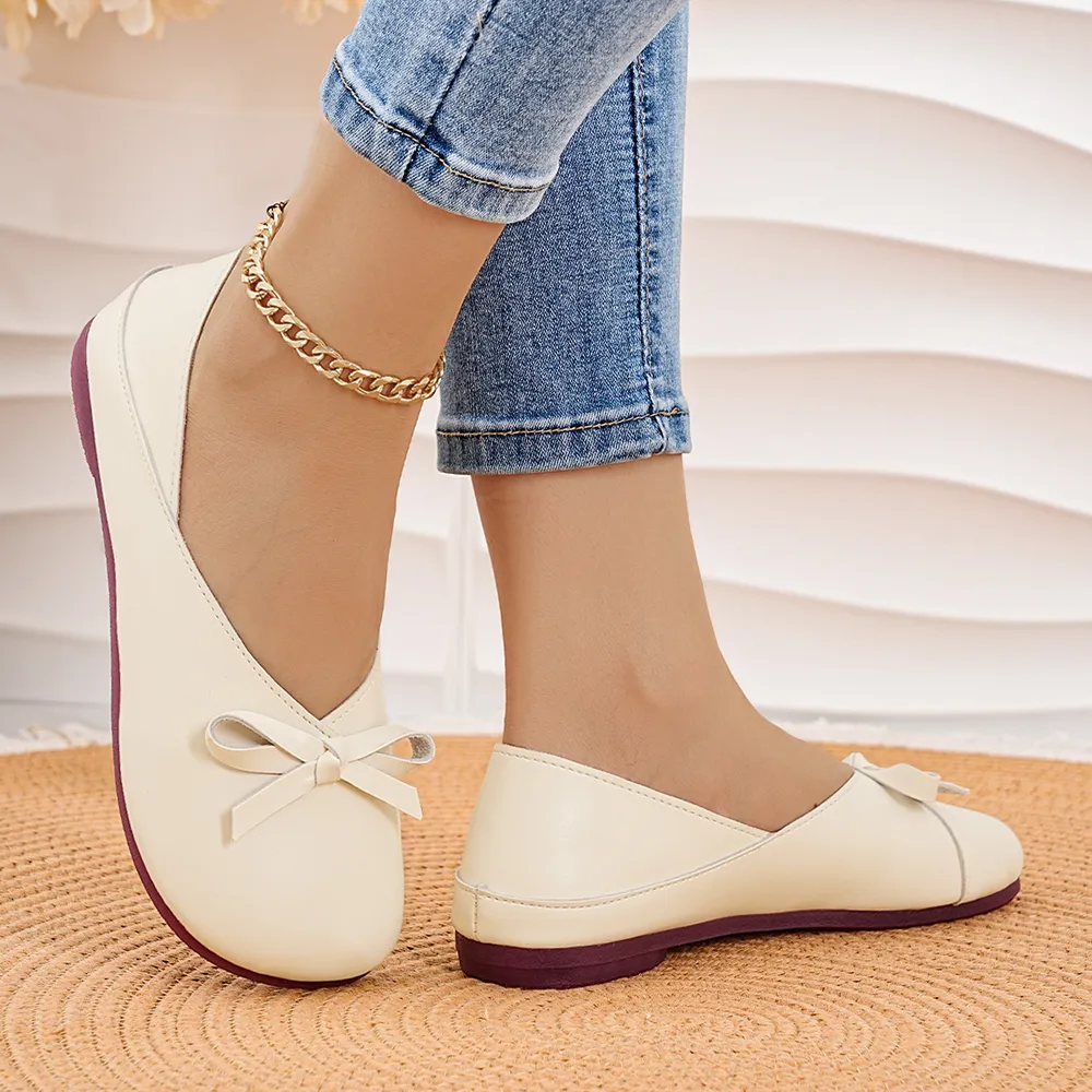 Bow Round Toe Flats Slip-Ons, image 12