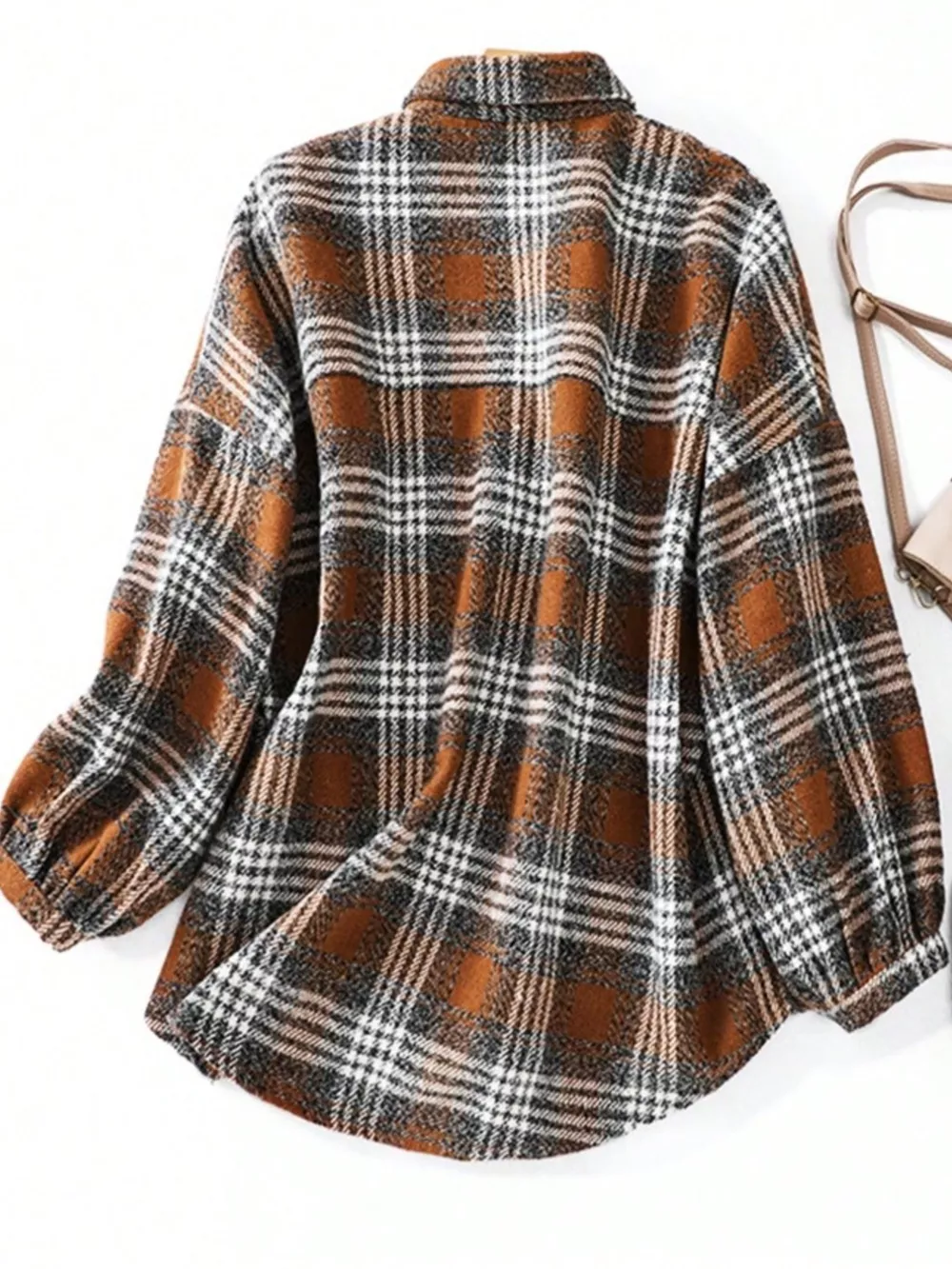 Plaid Button Up Long Sleeve Shacket, image 12