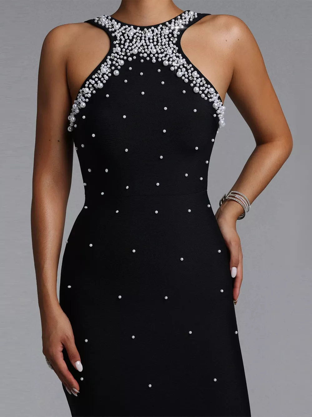 Pearl Detail Sleeveless Maxi Dress, image 6