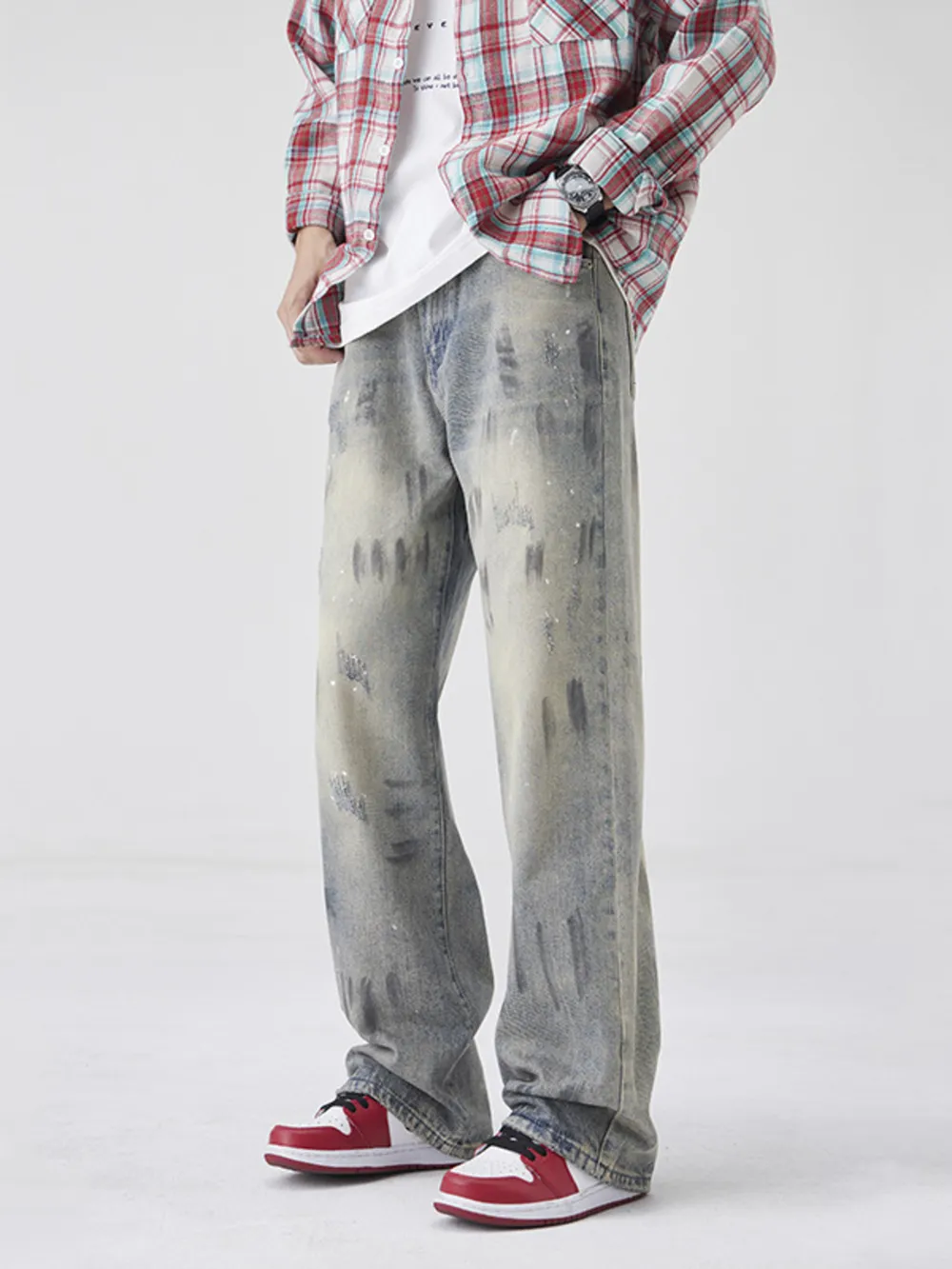Men's Wash Wide-Leg Jeans, image 2