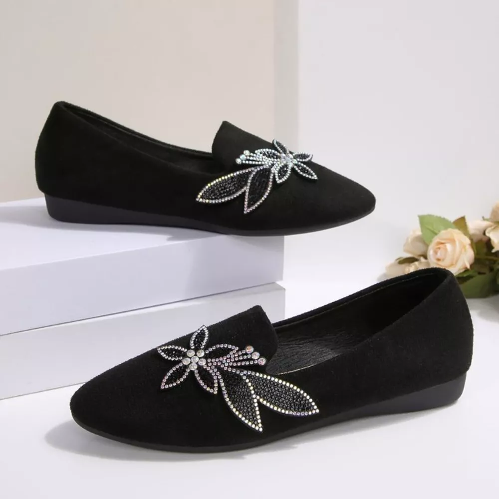 Rhinestone Point Toe Flats Slip-Ons, image 3