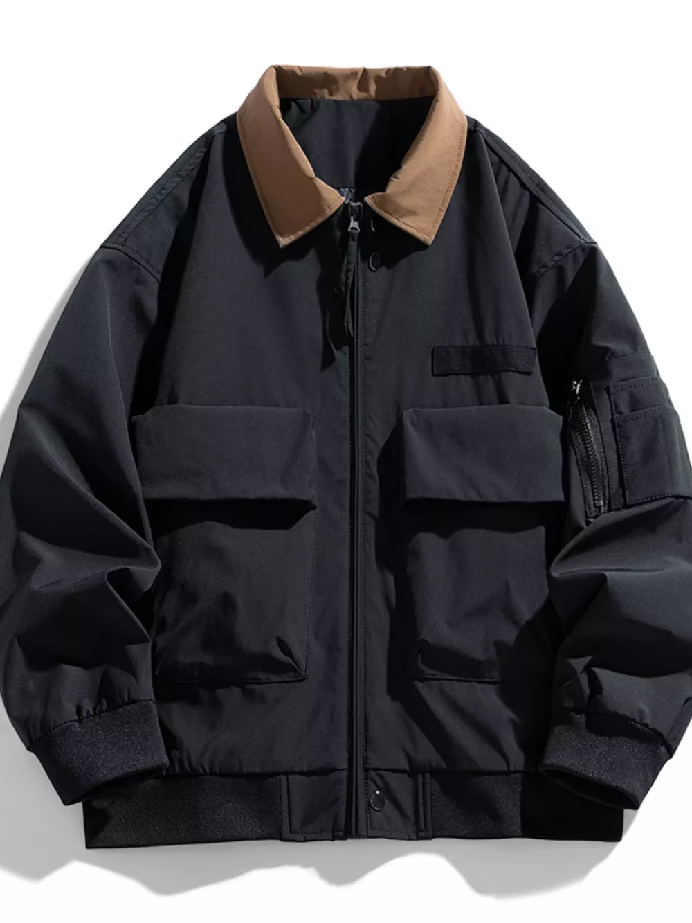 Men's Plus Size Zip Up Casual Bomber Jacket, image 10