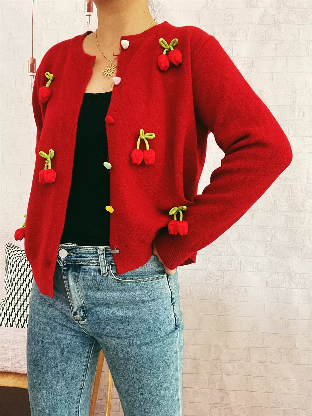 Flower Button Up Long Sleeve Cardigan, image 13