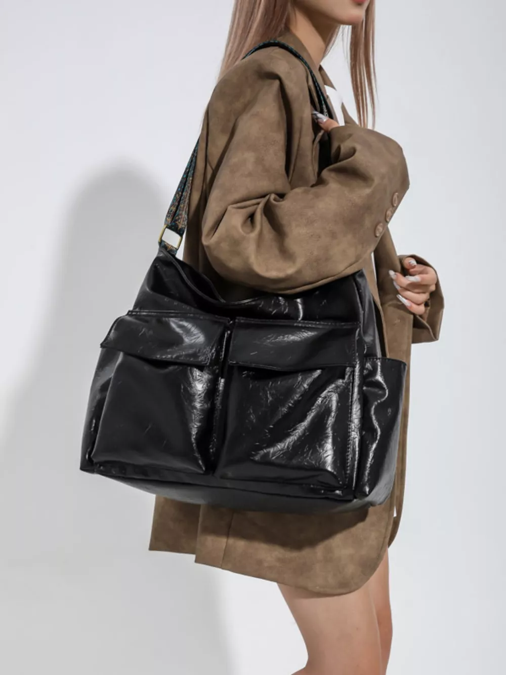 Adjustable Strap Multi Pocket Handbag
