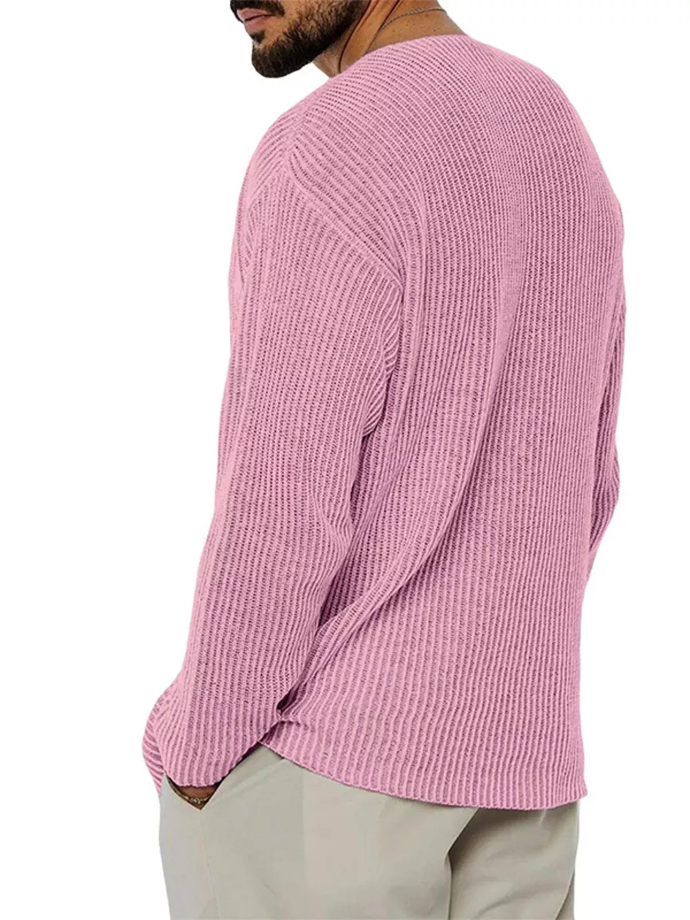 Men's Casual V-Neck Ribbed Knit Sweater, image 2