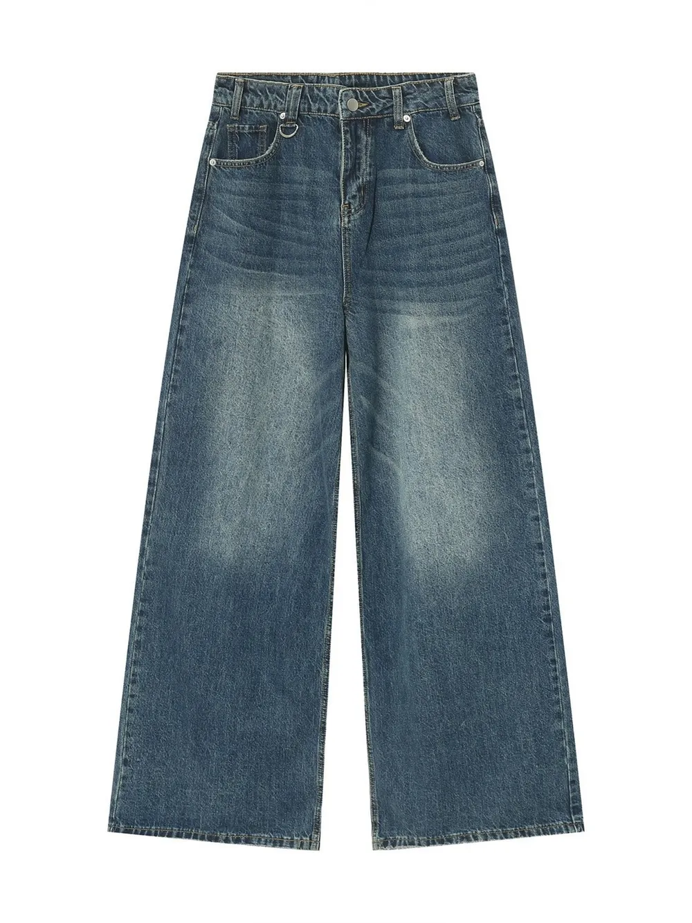 Men's Full Size Vintage Wash Wide Leg Jeans Plus Size