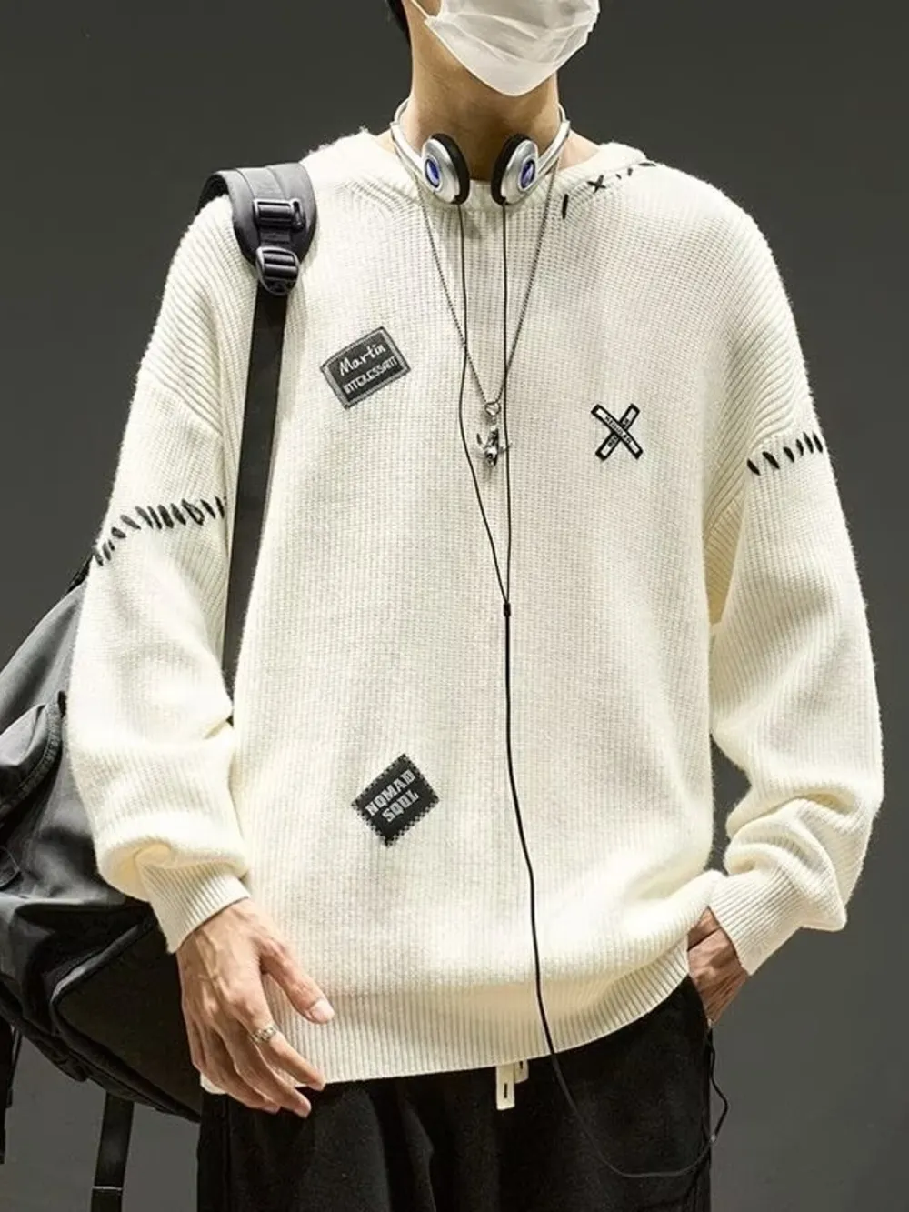 Men's Dropped Shoulder Long Sleeve Sweater