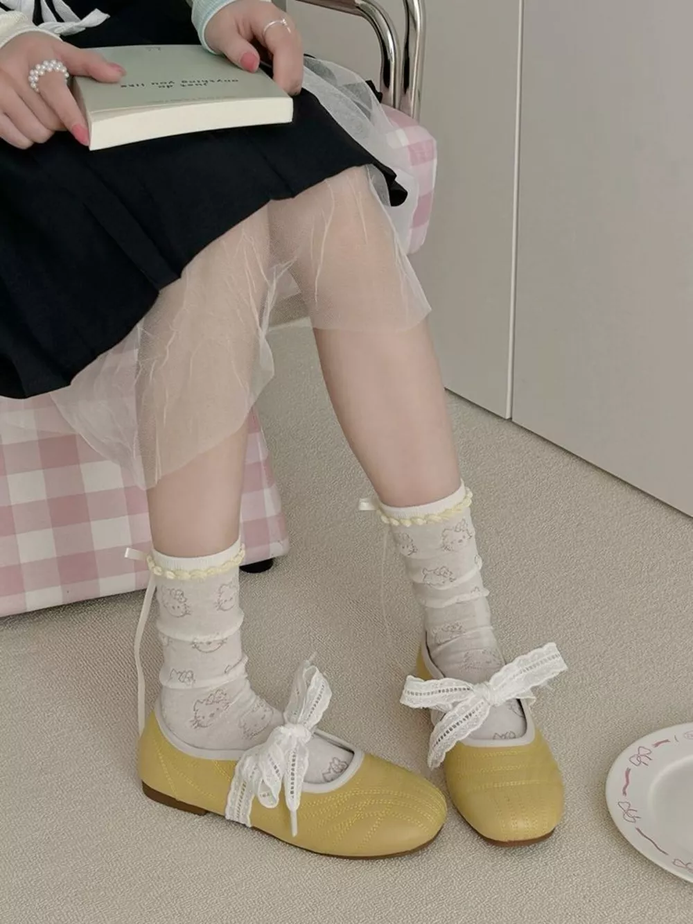 Ribbon Bow Knit Socks, image 2