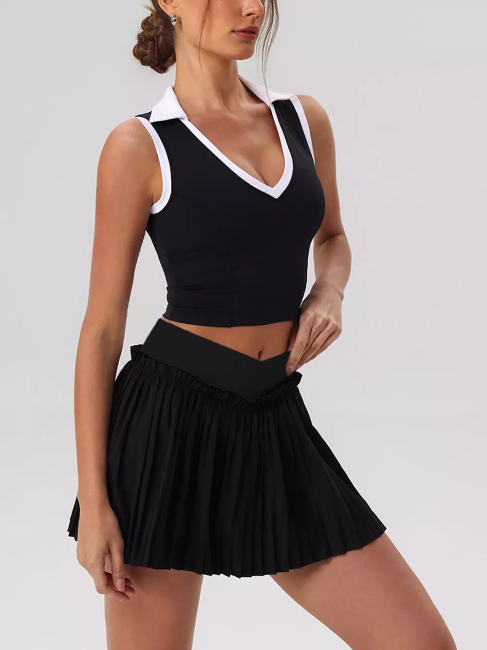 Sleeveless Top and Pleated Skirt Active Set, image 8