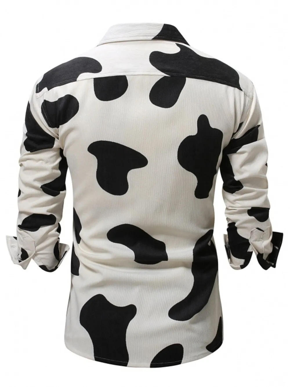 Men's Cow Print Button Up Short Sleeve Shirt, image 2