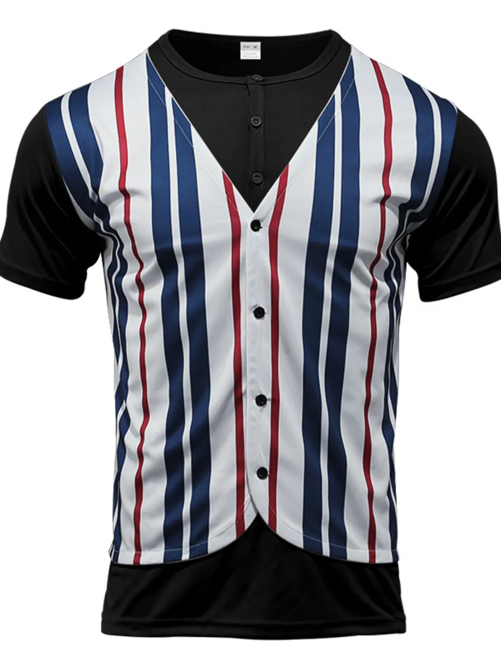 Men's Full Size Striped Short Sleeve T-Shirt Plus Size