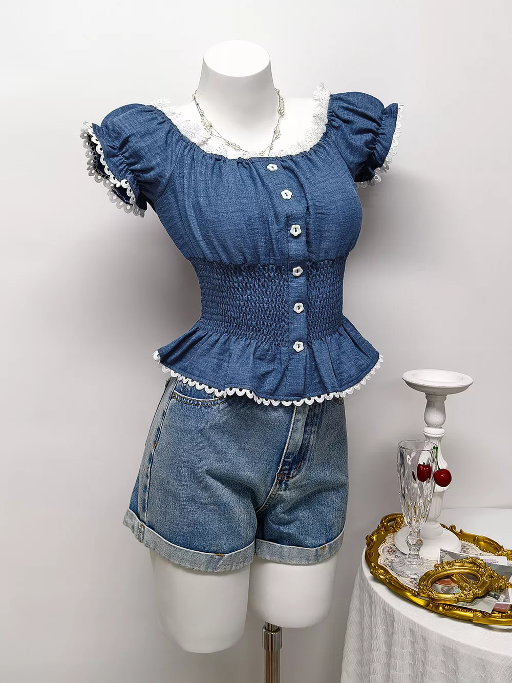 Smocked Short Sleeve Blouse, image 2