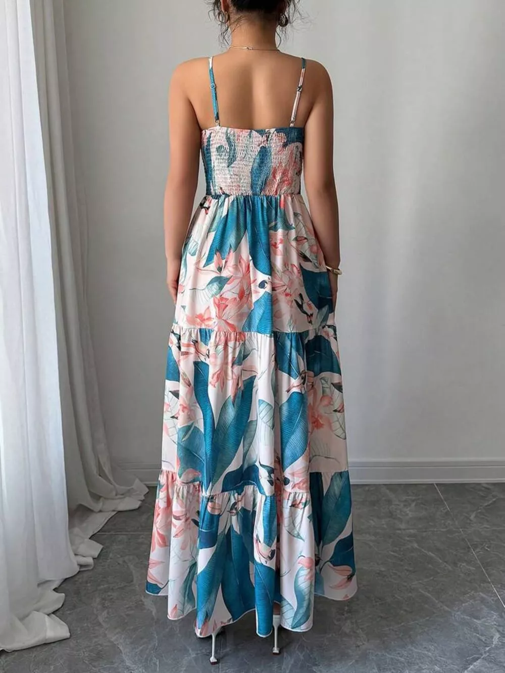 Floral Print Tiered Maxi Cami Dress, image 3