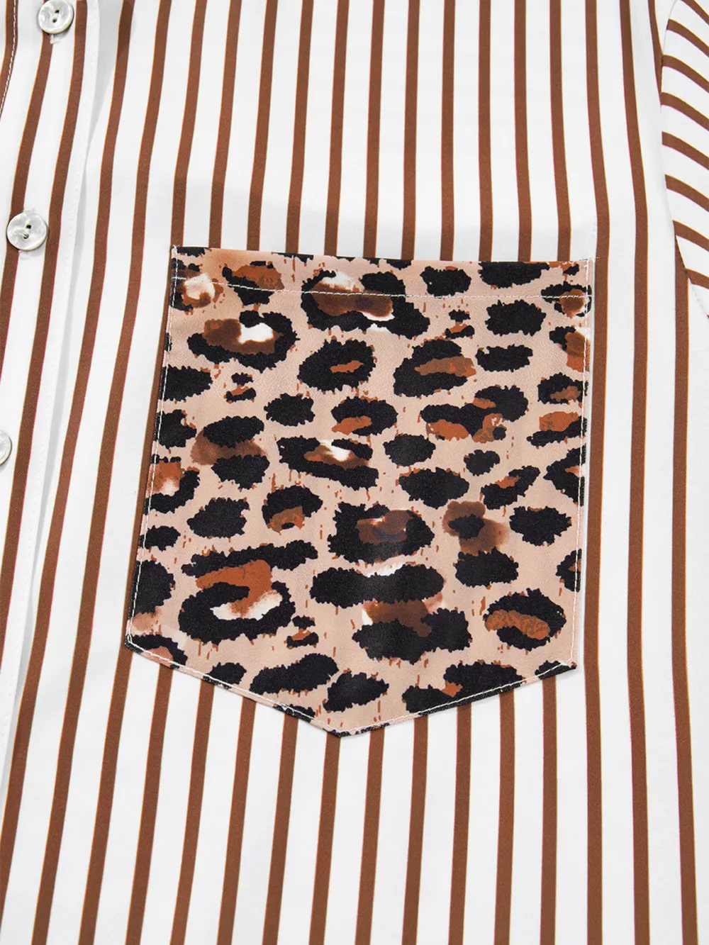 Striped Leopard Print Button Up Shirt Dress, image 7