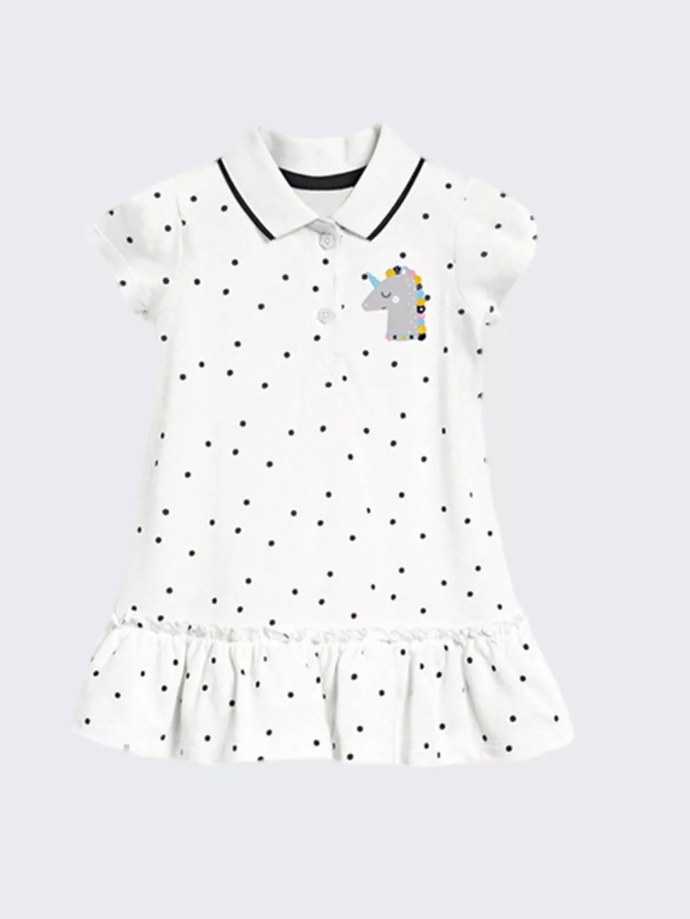 Children's Unicorn Polka Dot Ruffle Hem Dress, image 4