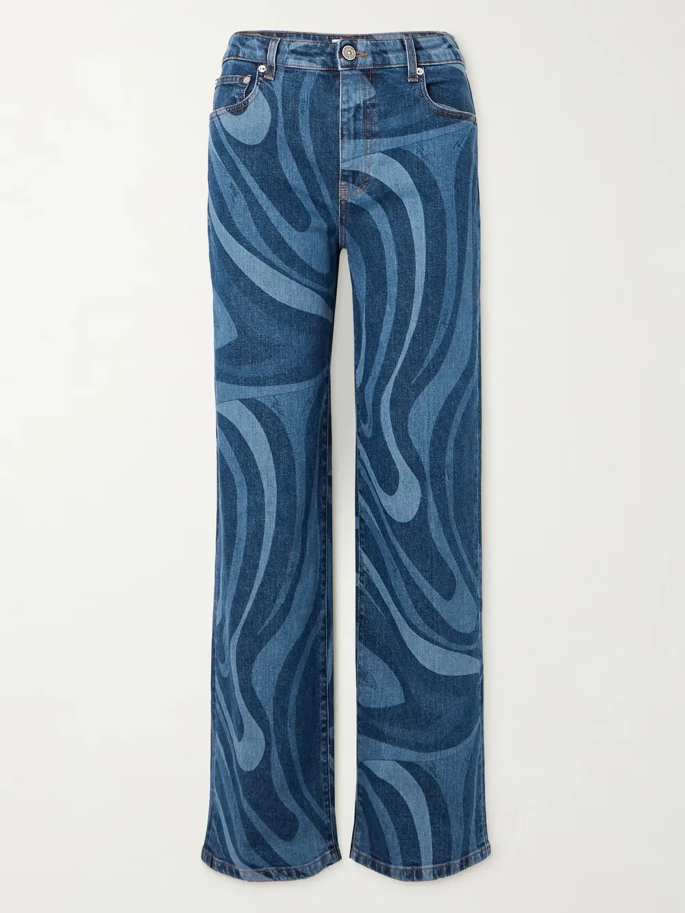 Water Ripples Print Wide Leg Jeans