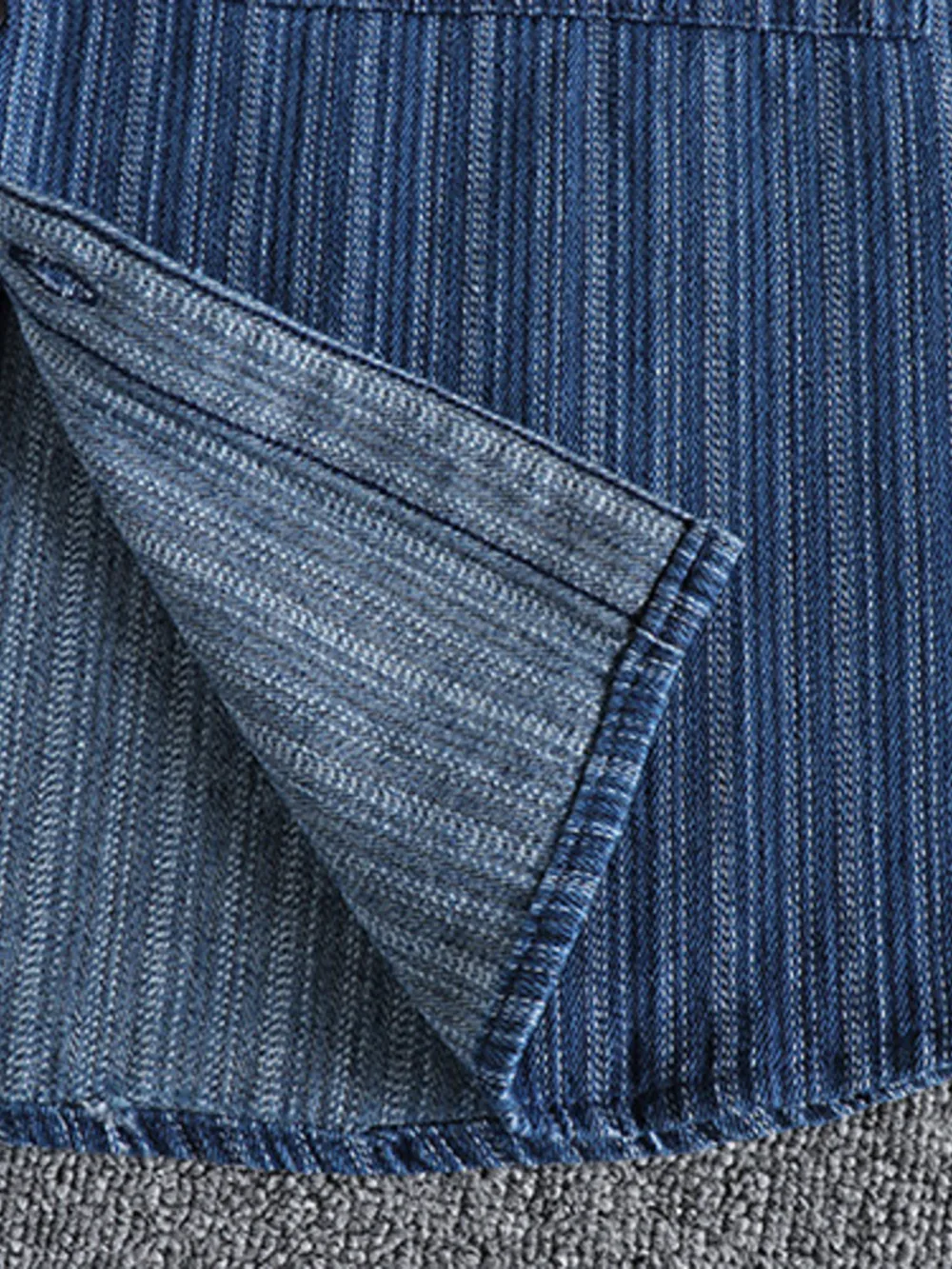 Men's Striped Button Down Denim Shirt, image 14