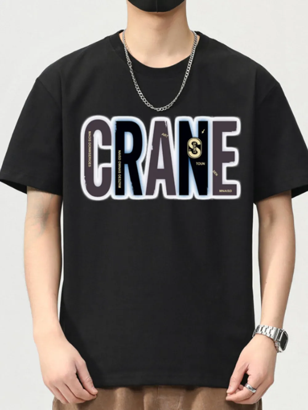 Men's Plus Size Letter Round Neck Short Sleeve T-Shirt