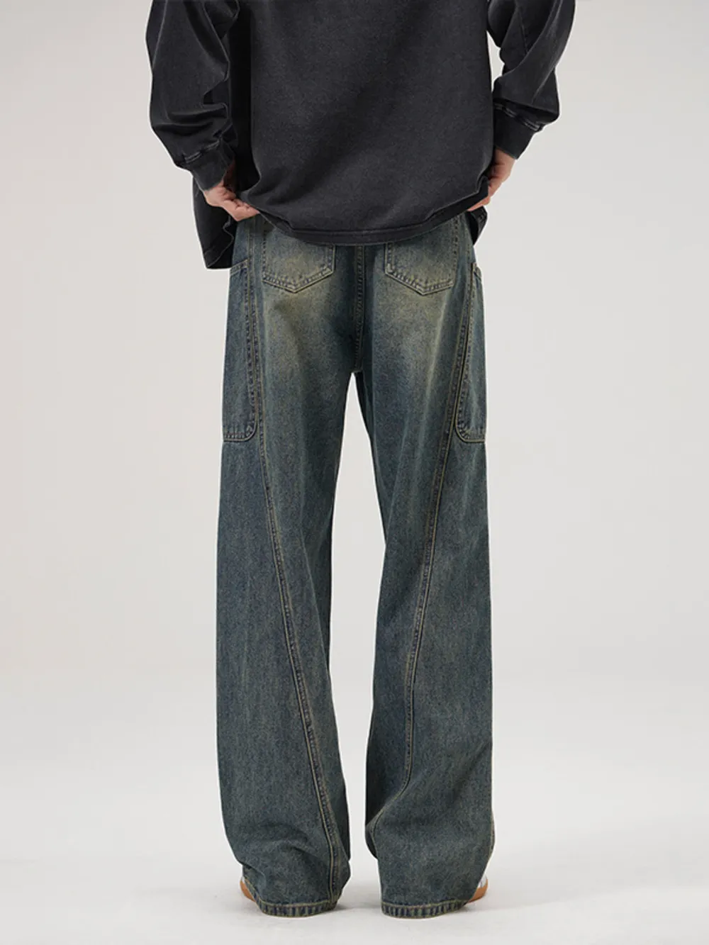 Men's Full Size Washed Wide Leg Baggy Jeans Plus Size, image 4