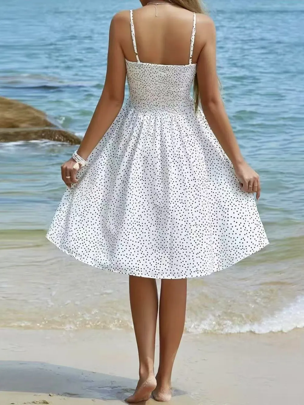 Full Size Smocked Square Neck Cami Dress Plus Size, image 6