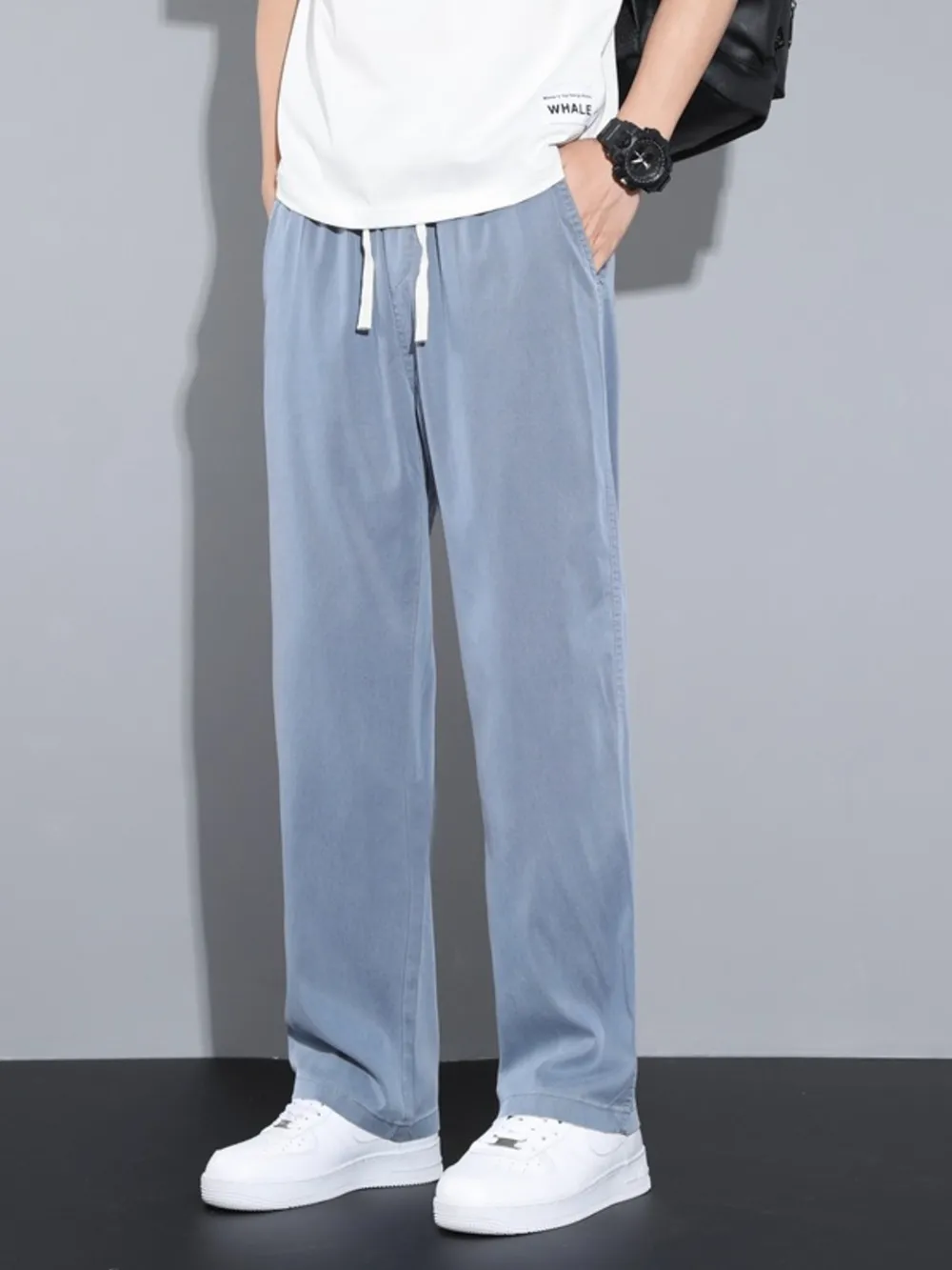 Men's Plus Size Casual Wide Leg Drawstring Pants, image 5