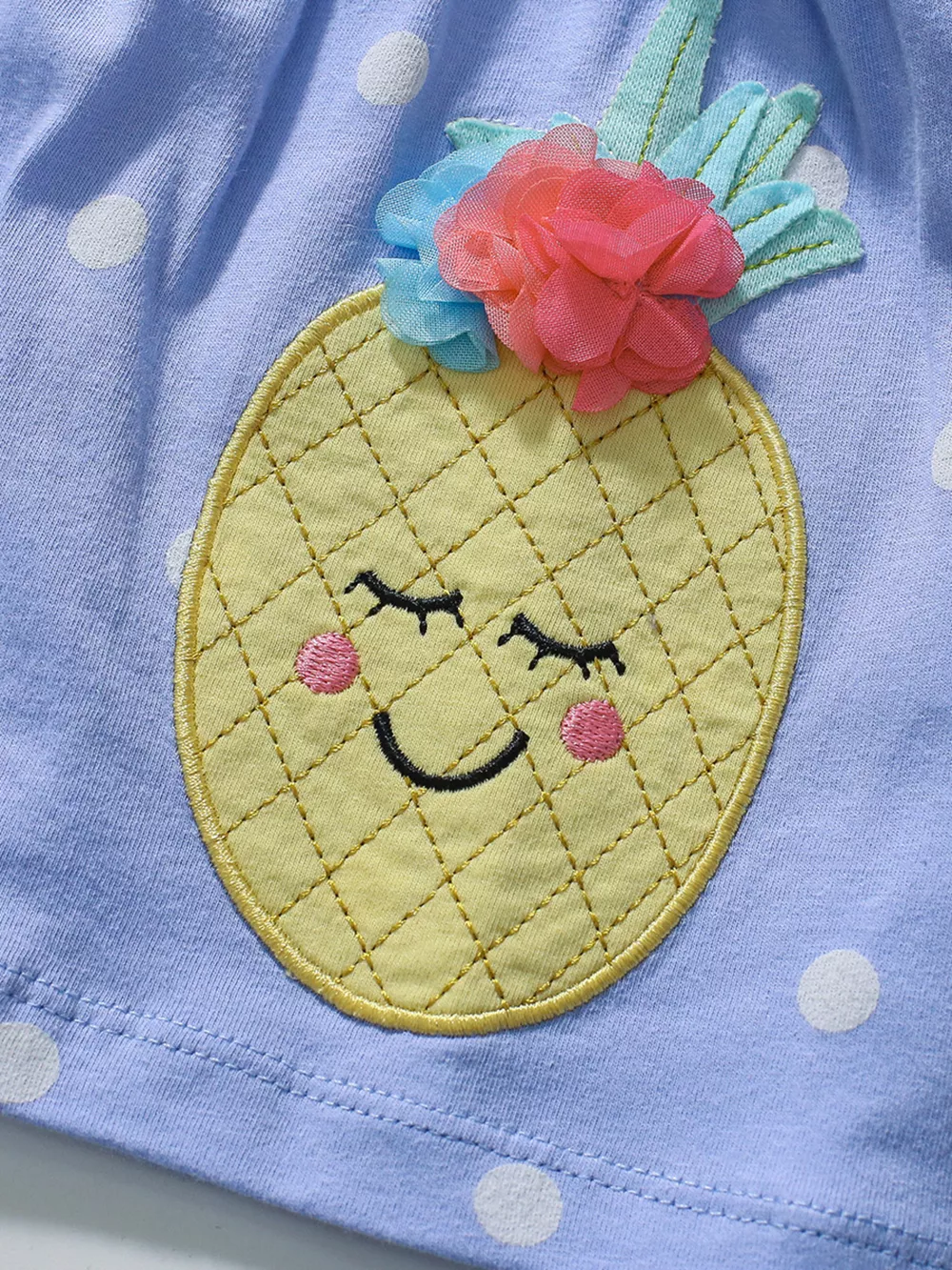 Children's Pineapple Applique Polka Dot Tee and Shorts Set, image 4