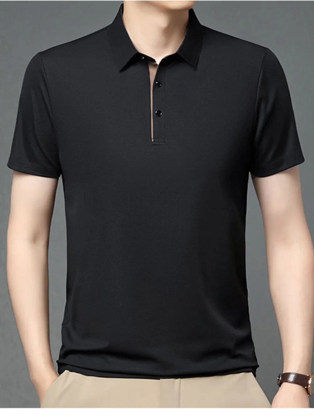 Men's Plus Size Button Detail Short Sleeve Polo, image 2