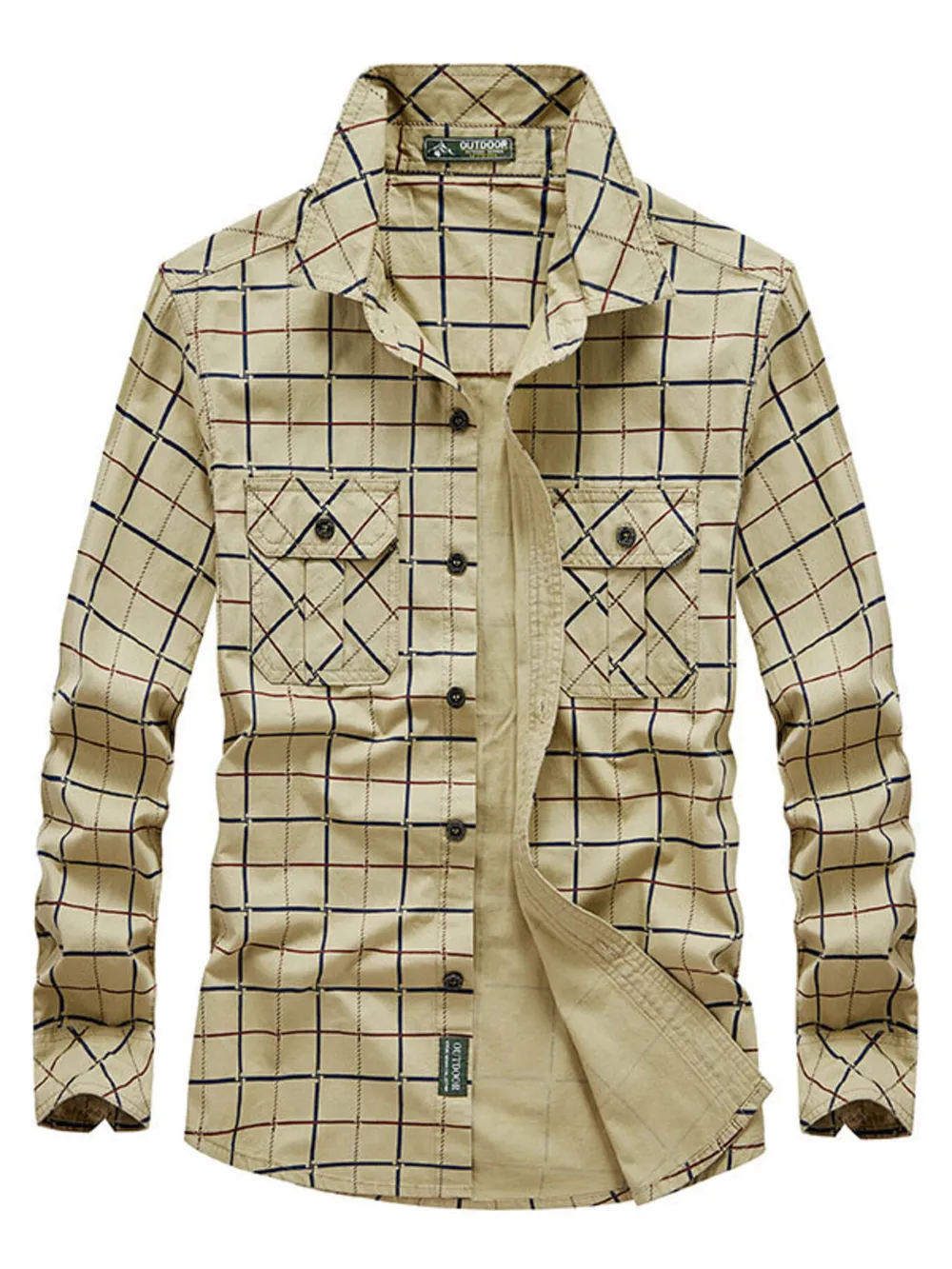 Men's Plus Size Casual Plaid Long Sleeve Shirt, image 3