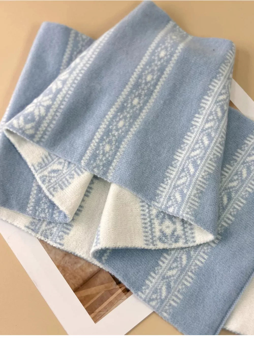 Winter Snowflake Pattern Knitted Scarf, image 3