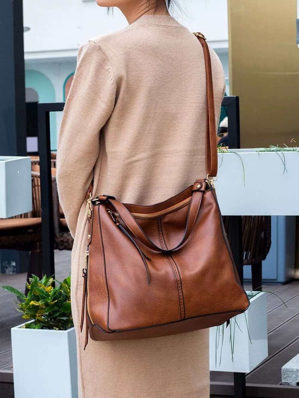 Classic PU Leather Tote Bag, image 7