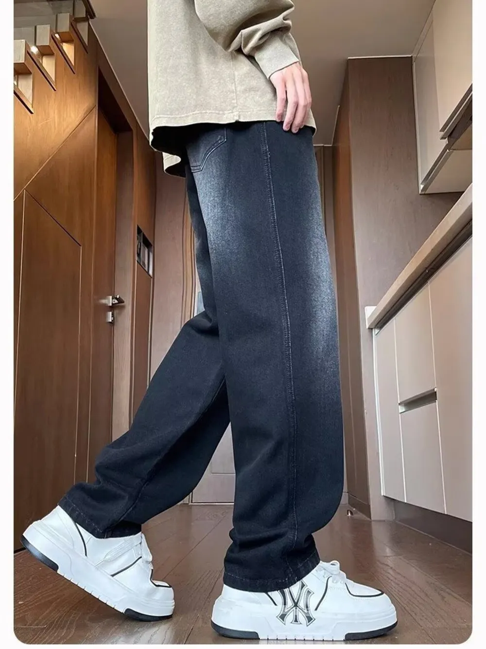 Men's Full Size Wash Loose Fit Jeans Plus Size, image 3