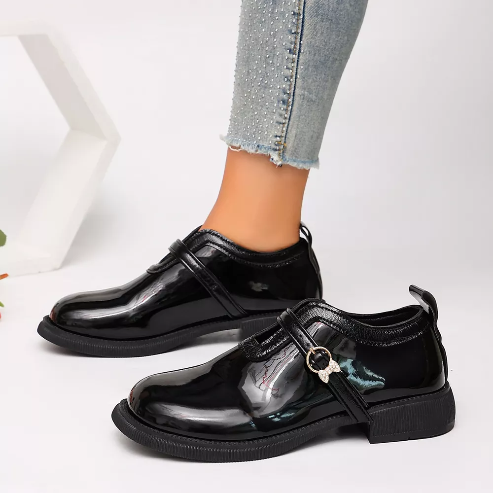 Round Toe Buckle Strap Loafers, image 11