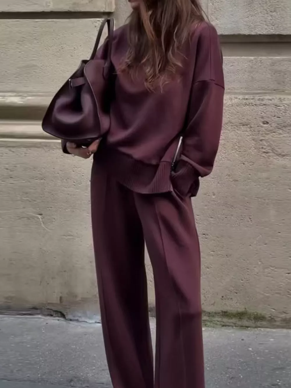 Turtleneck Side Zipper Sweatshirt and Pants Set, image 2