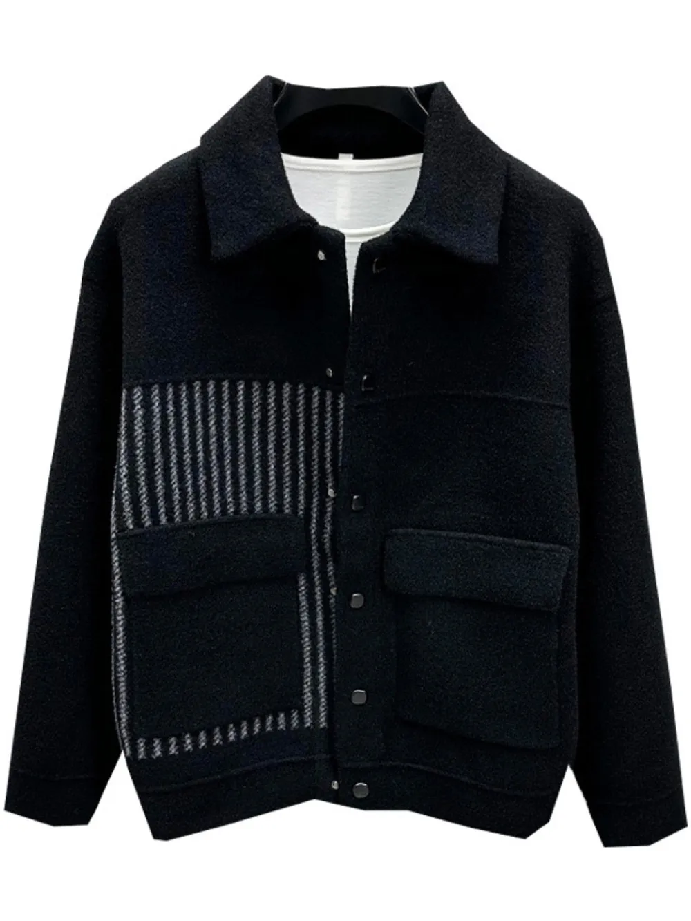 Men's Plus Size Button Up Long Sleeve Jacket