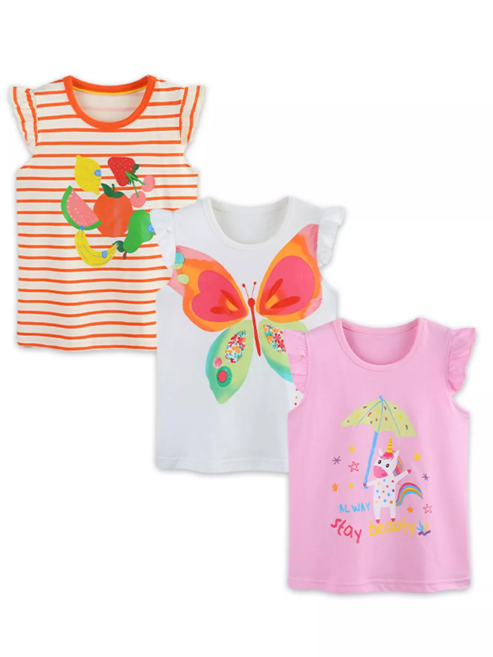 Children's 3-Piece Graphic Ruffled Top