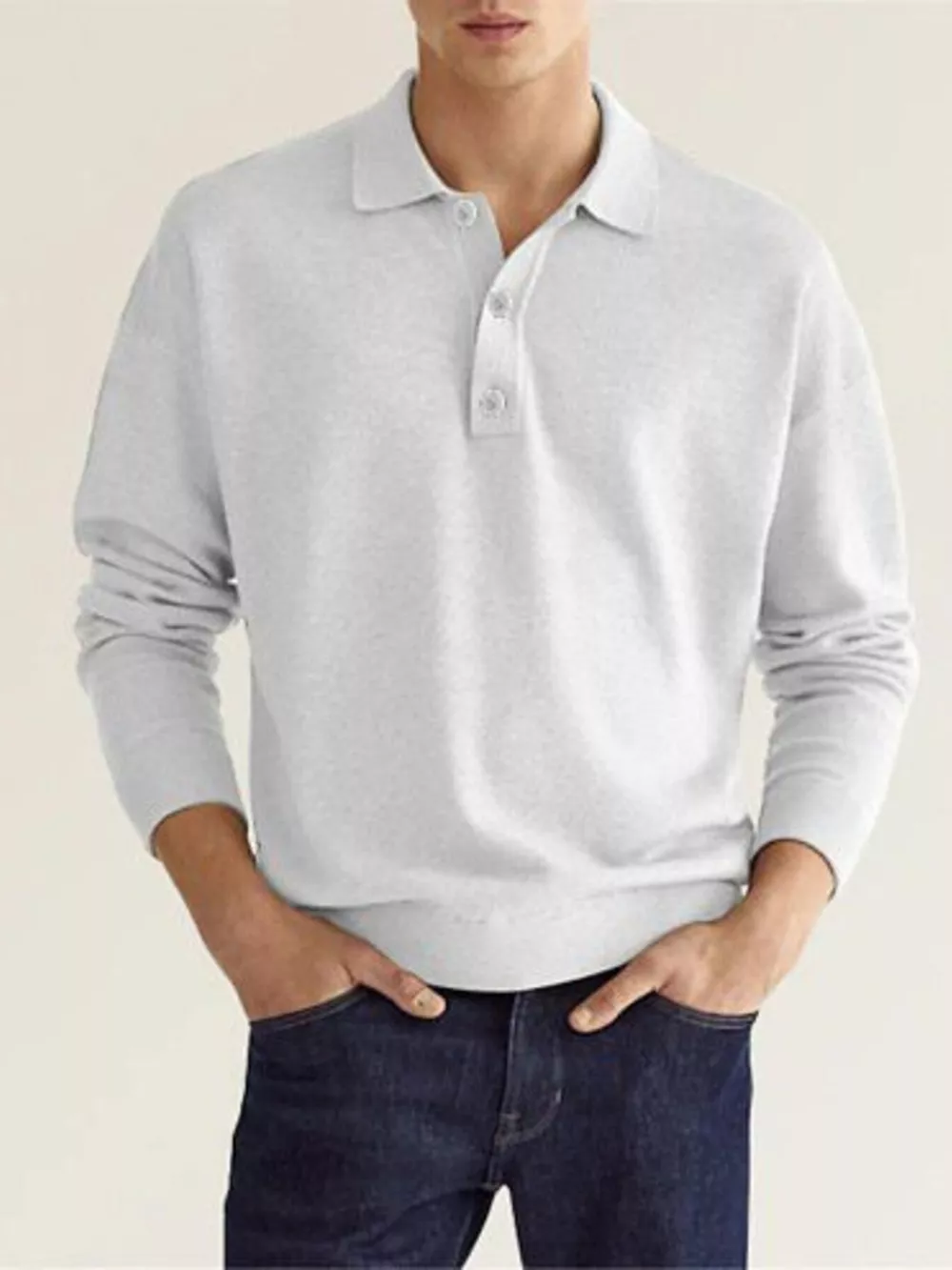 Men's Plus Size Long Sleeve Casual Polo Shirt, image 4