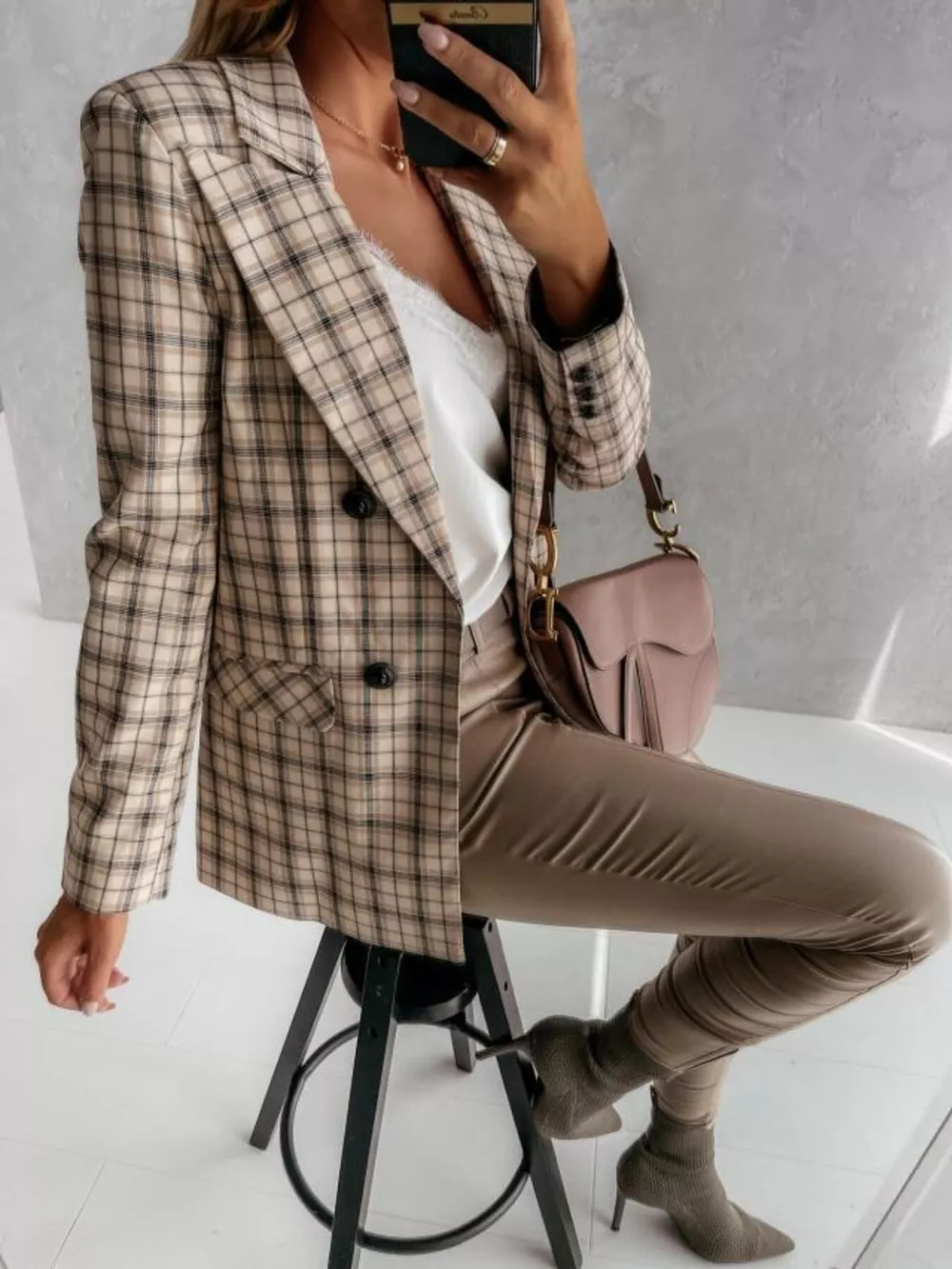 Houndstooth Double-Breasted Blazer, image 7