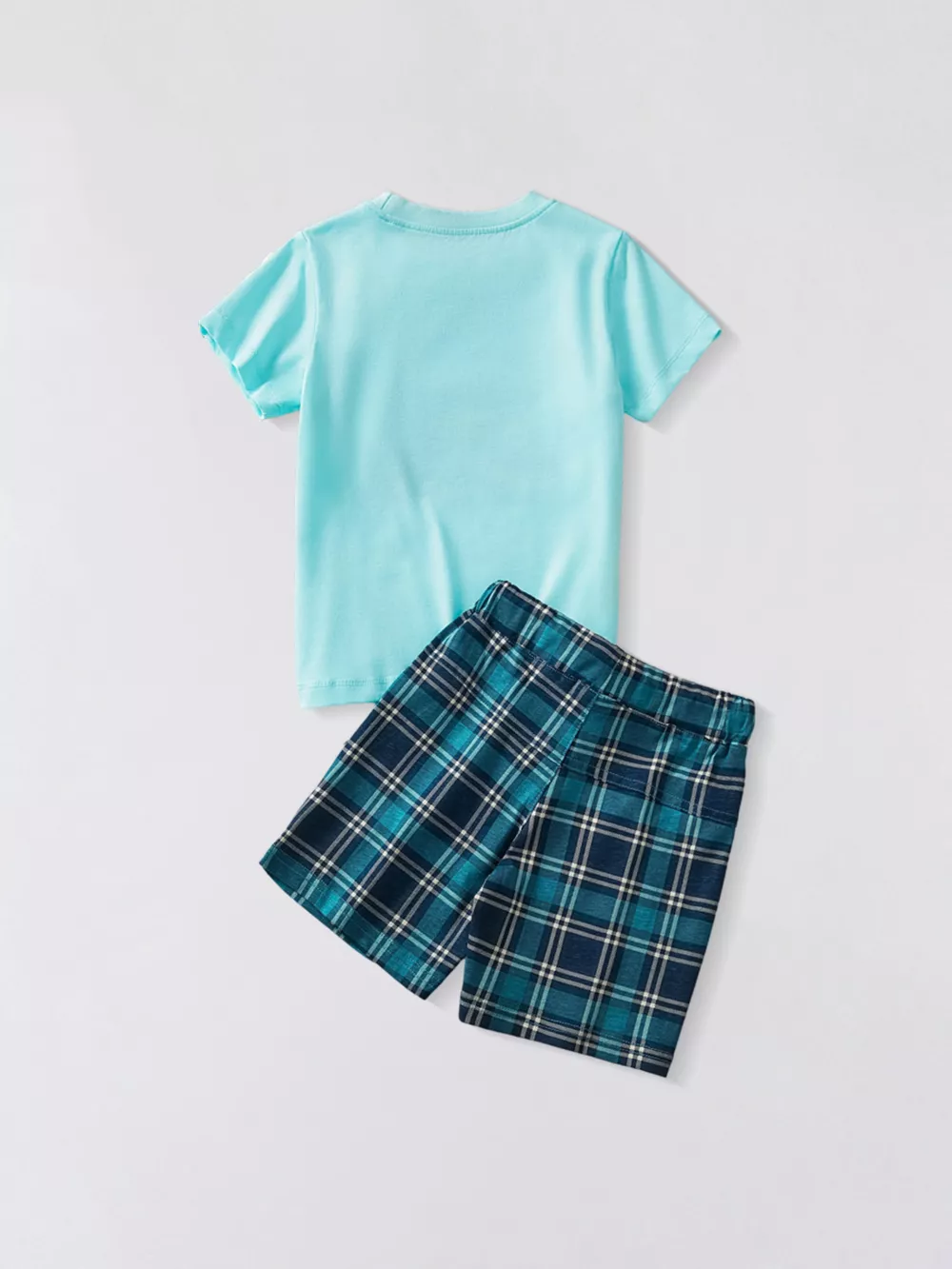 Children's Graphic T-Shirt & Plaid Shorts Set, image 4