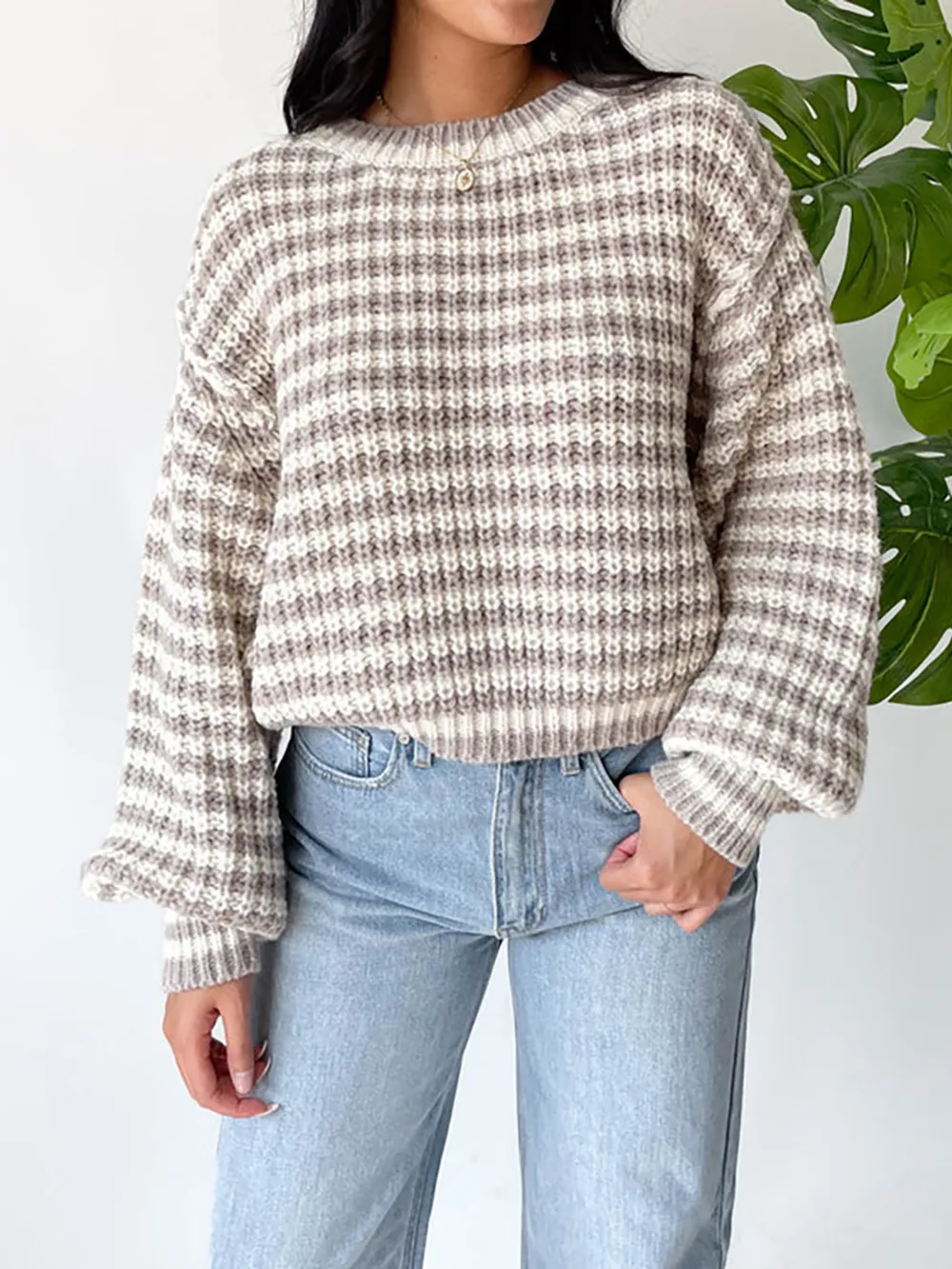 Oversized Striped Drop Shoulder Sweater, image 12