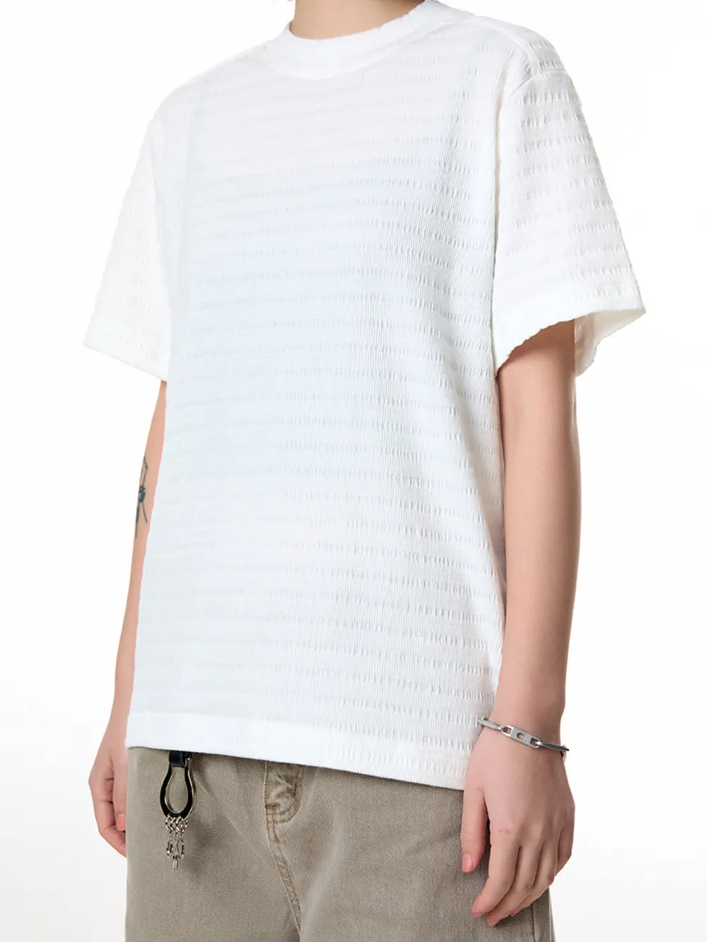 Men's Textured Knit Crew Neck T-Shirt, image 5