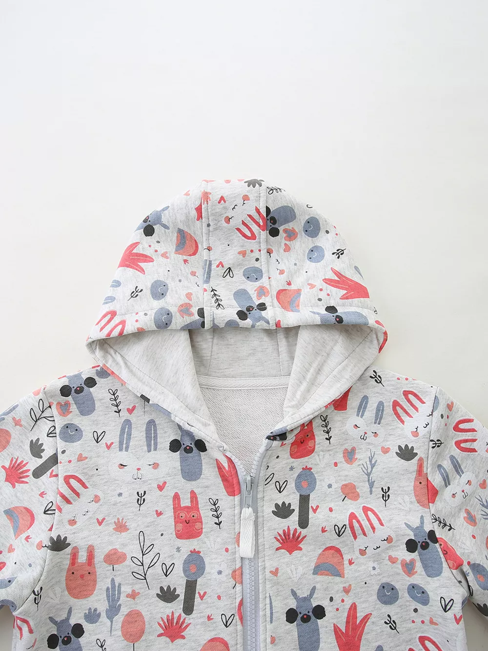 Children's Playful Cartoon Print Zip-Up Hoodie, image 2
