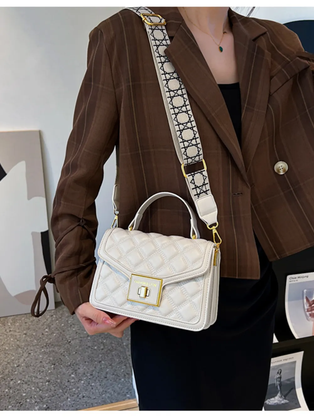Quilted Adjustable Strap Shoulder Bag, image 2