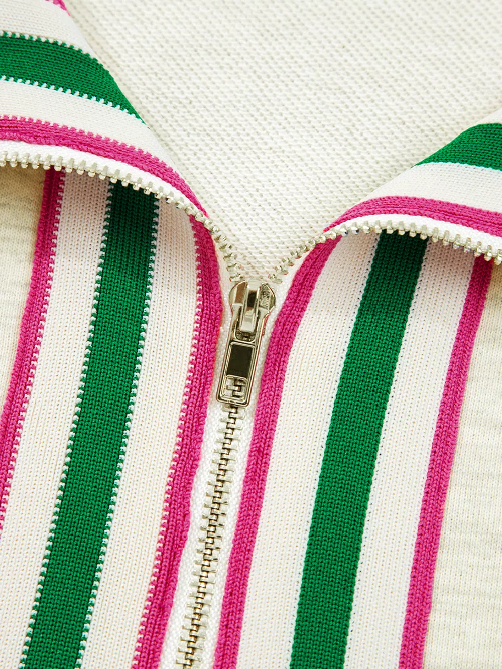 Contrast Striped Patchwork Zip Collar Sweatshirt, image 7