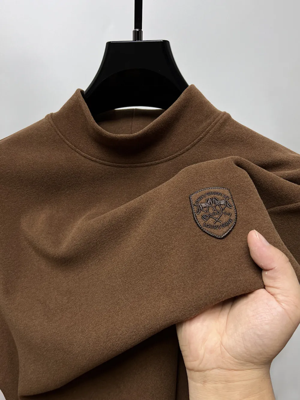 Men's Plus Size Mock Neck Long Sleeve T-Shirt, image 13