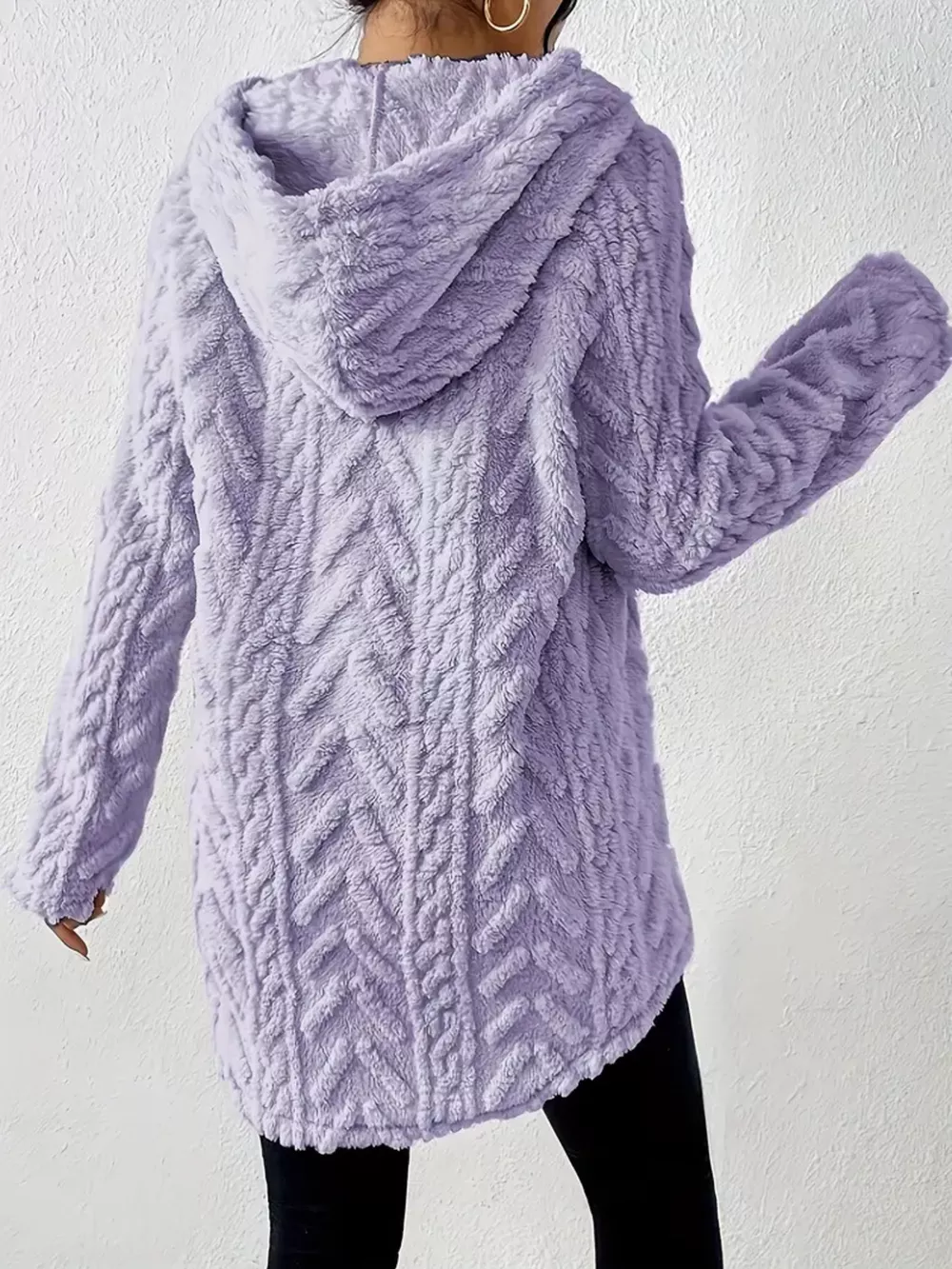 Cozy Textured Drawstring Fleece Hoodie, image 21