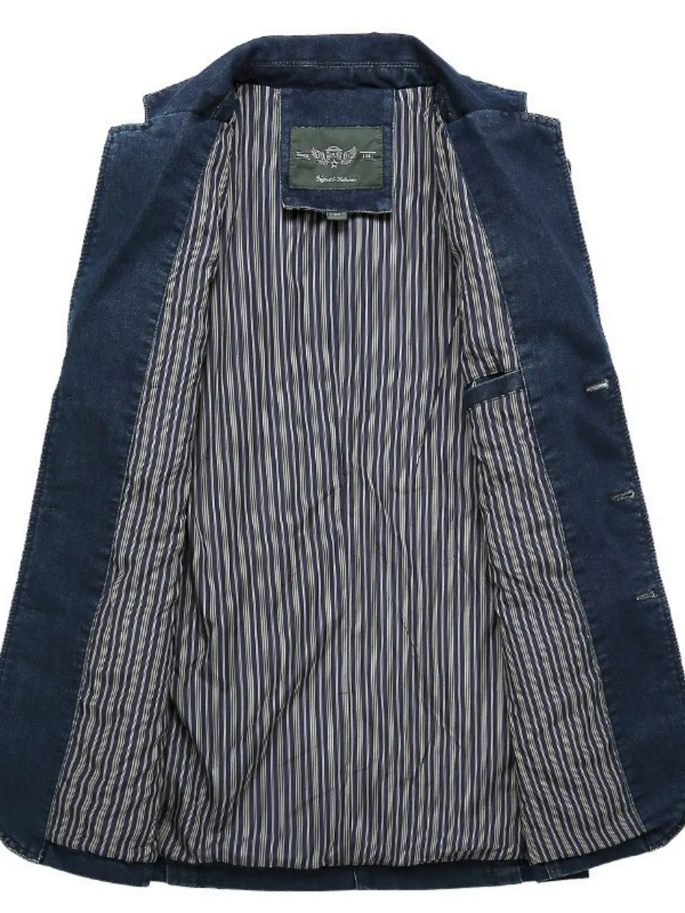 Men's Plus Size Single-Breasted Denim Blazer Jacket, image 4