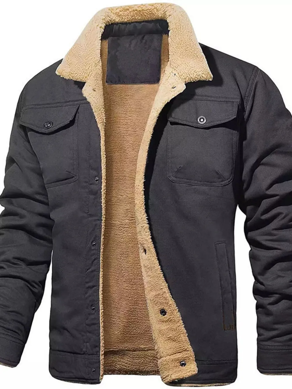 Men's Full Size Sherpa Lined Long Sleeve Jacket Plus Size, image 2