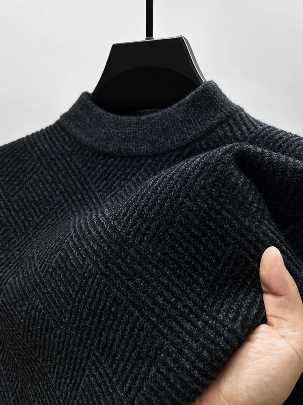 Men's Plus Size Textured Knit Long Sleeve Sweater, image 9